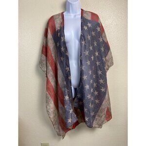 Macchia di Ruggine  Kimono Cardigan Cover up American Lightweight Patriotic